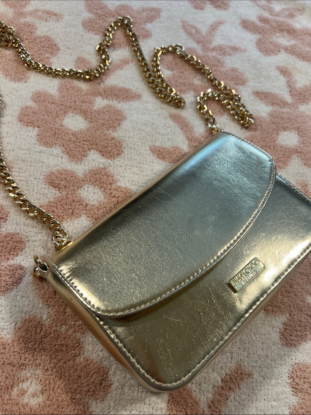 Jimmy Choo Metallic Gold Crossbody Purse